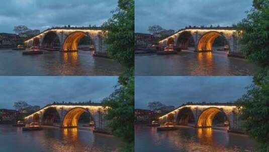 杭州京杭大运河拱宸桥日转夜延时高清在线视频素材下载