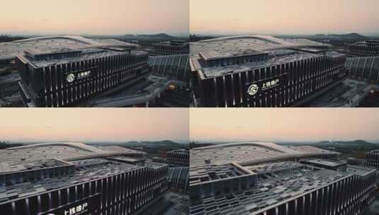 杭州西站夜景航拍高清在线视频素材下载