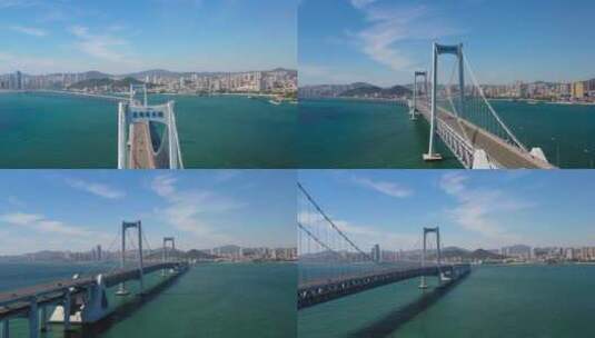 大连地标星海湾跨大桥高清在线视频素材下载