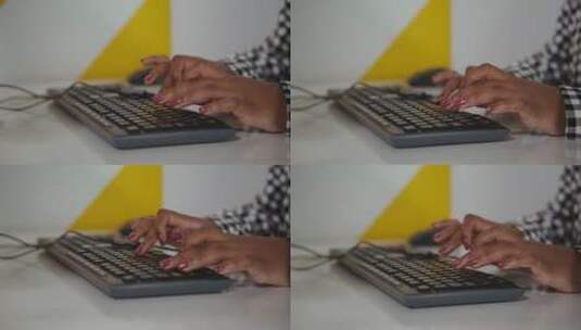 女人在键盘上打字的特写镜头高清在线视频素材下载