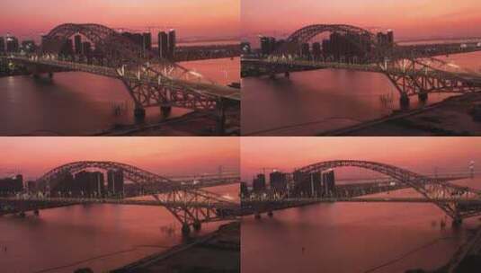 空镜黄昏航拍横琴桥高清在线视频素材下载
