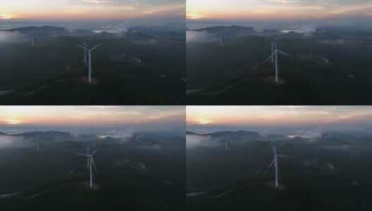 航拍山区风力发电自然风光高清在线视频素材下载