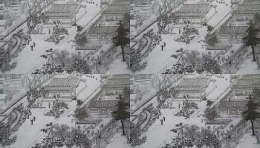 北京四合院建筑工程图工笔画人文古迹高清在线视频素材下载