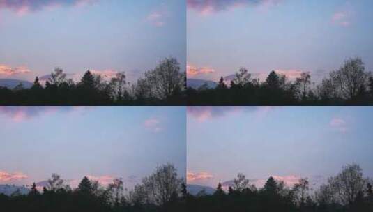 落日夕阳晚霞天空中飞翔的鸟群高清在线视频素材下载
