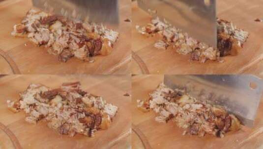 家庭制作肉夹馍蛋荚膜小吃美食高清在线视频素材下载