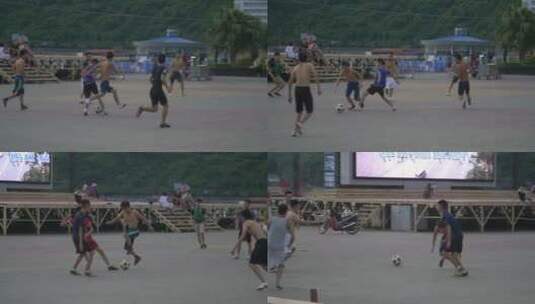 山区孩子踢足球 户外 锻炼 足球少年高清在线视频素材下载