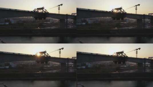 航拍建设中的杭温高铁高清在线视频素材下载