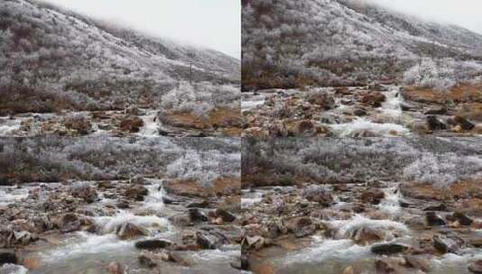 川藏线雪线上的溪流高清在线视频素材下载