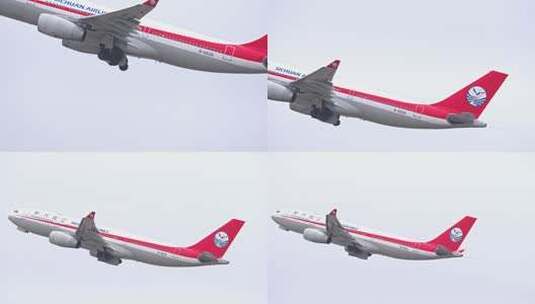 四川航空飞机在浦东机场起飞高清在线视频素材下载
