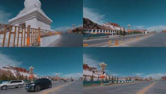 西藏旅游风光车窗外拉萨布达拉宫高清在线视频素材下载