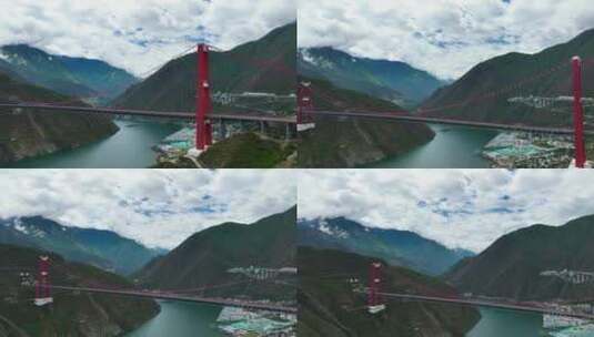4K航拍川西泸定大渡河大桥风光高清在线视频素材下载