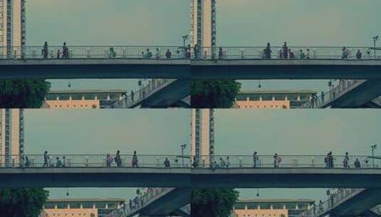 城市天桥行人高清在线视频素材下载