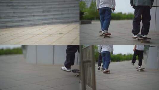 滑滑板 滑板少年高清在线视频素材下载