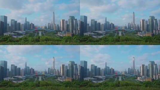 深圳福田中轴线蓝天白云城市景观延时高清在线视频素材下载
