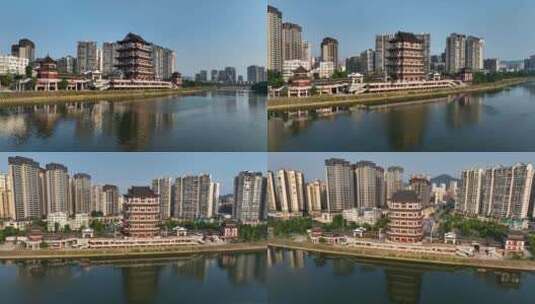 4K湖南湘乡市城市航拍高清在线视频素材下载