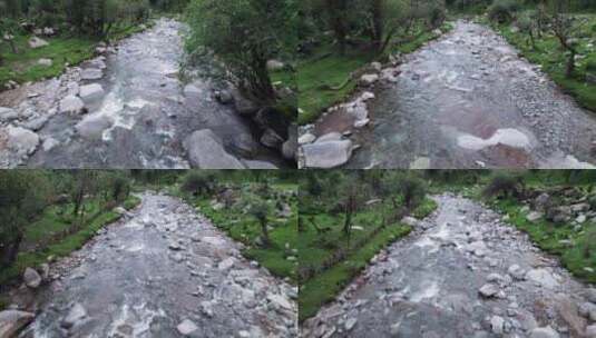 宁静森林河流小溪航拍高清在线视频素材下载