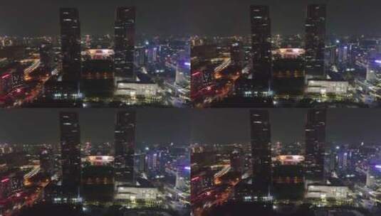 郑州双子塔夜景高清在线视频素材下载