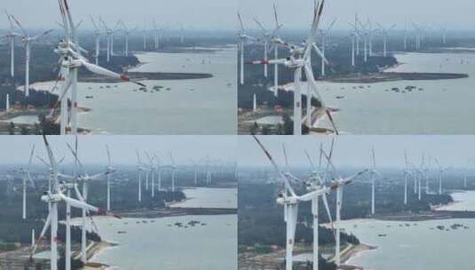 航拍徐闻海边风车发电场高清在线视频素材下载