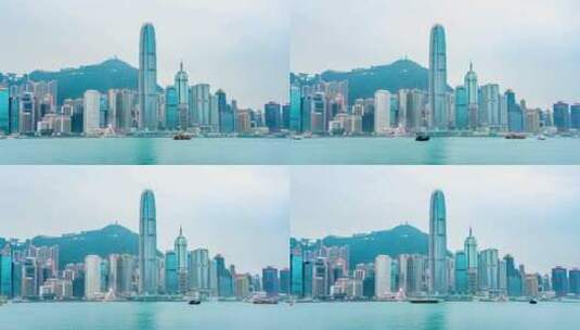 香港国际金融中心IFC日景固定延时高清在线视频素材下载