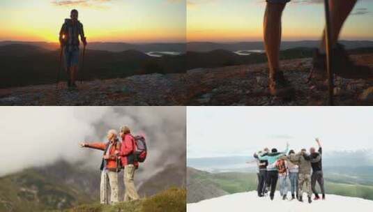 【合集】攀登山峰登顶成功高清在线视频素材下载