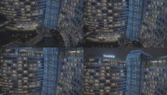 航拍上海佘山世茂洲际酒店建筑外立面高清在线视频素材下载