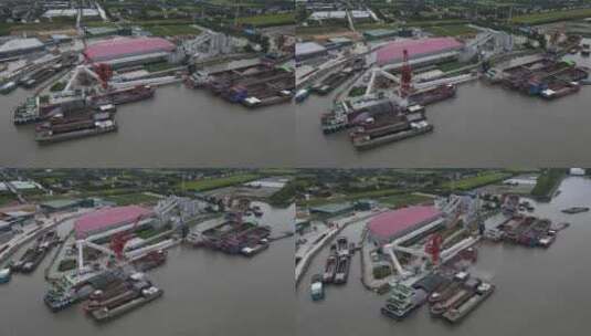 上海闸江装卸储运厂运沙装船高清在线视频素材下载