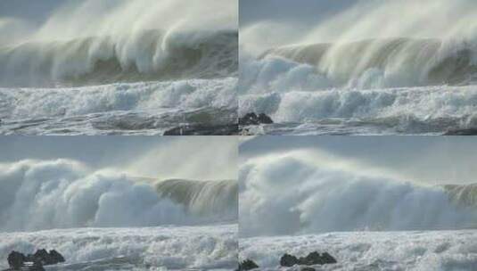 海浪拍打海岸大海浪花风浪大浪巨浪海啸_4K高清在线视频素材下载