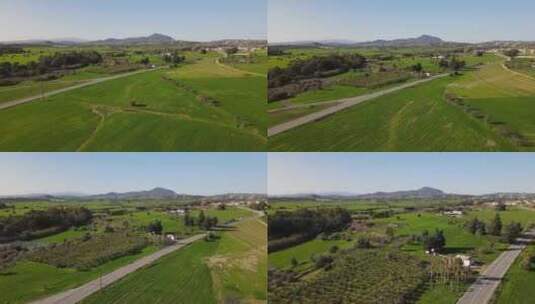无人机田野的绿色乡村风光高清在线视频素材下载
