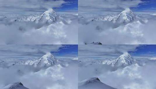 四川第二高峰中山峰顶航拍蜀山之王贡嘎山高清在线视频素材下载