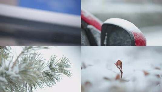 航拍雪景 唯美冬日空镜 立冬   冬天下雪高清在线视频素材下载