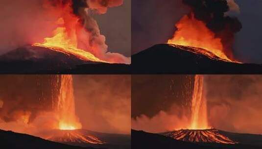 火山喷发 岩浆飞溅 地火奔涌 烟雾笼罩高清在线视频素材下载