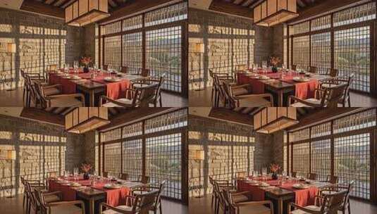 餐饮空间餐厅餐桌布置日式风格用餐场景高清在线视频素材下载