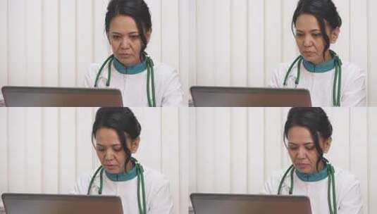 专注的亚洲女医生在临床环境中勤奋地在笔记高清在线视频素材下载