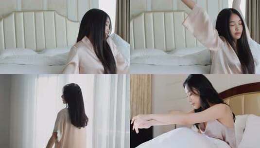 居家女性的惬意时光高清在线视频素材下载