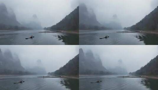 烟雨漓江航拍高清在线视频素材下载