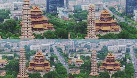 福建福州西禅古寺航拍城市风景古建筑高清在线视频素材下载