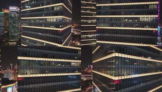 陆家嘴国金大厦夜景航拍高清在线视频素材下载