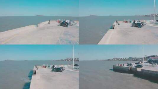 青岛东港港口码头城市海边风光航拍2高清在线视频素材下载