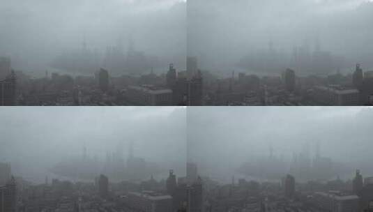 上海天际线大雾天高清在线视频素材下载