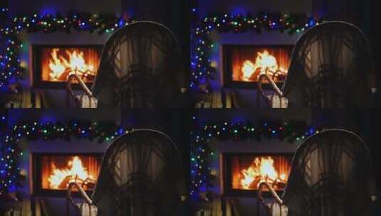 圣诞节装饰房间的壁炉高清在线视频素材下载