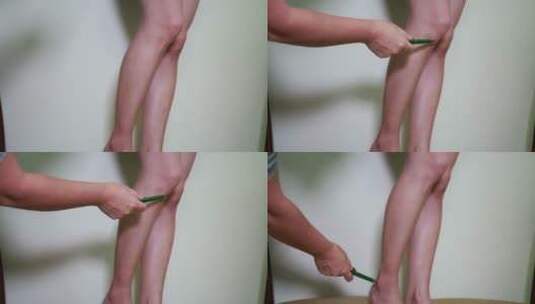 膝盖穴位半月板膝关节按摩高清在线视频素材下载