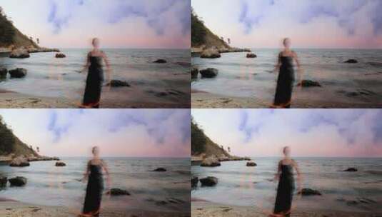 海边跳舞的女人高清在线视频素材下载