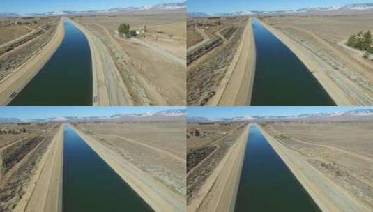 航拍沙漠中的河流高清在线视频素材下载