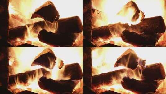 木材燃烧的延时镜头高清在线视频素材下载