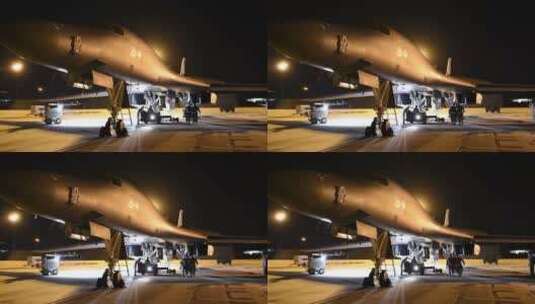 美国空军基地跑道上的B1B轰炸机高清在线视频素材下载