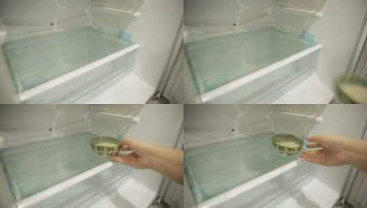 把碗里食物放入冰箱保鲜高清在线视频素材下载