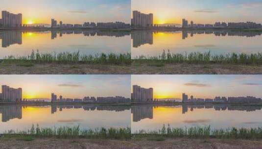 宝湖湿地公园夕阳高清在线视频素材下载