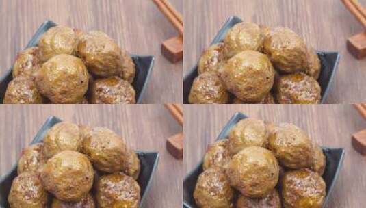 潮汕牛肉丸美食食品火锅丸子4k视频高清在线视频素材下载
