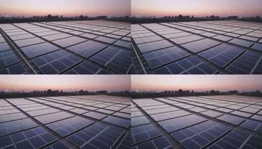 航拍屋顶太阳能电池板高清在线视频素材下载