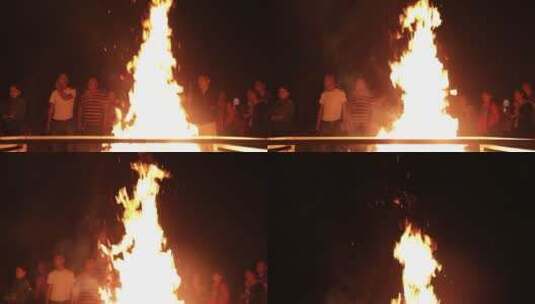 篝火中木材燃烧视频素材7高清在线视频素材下载